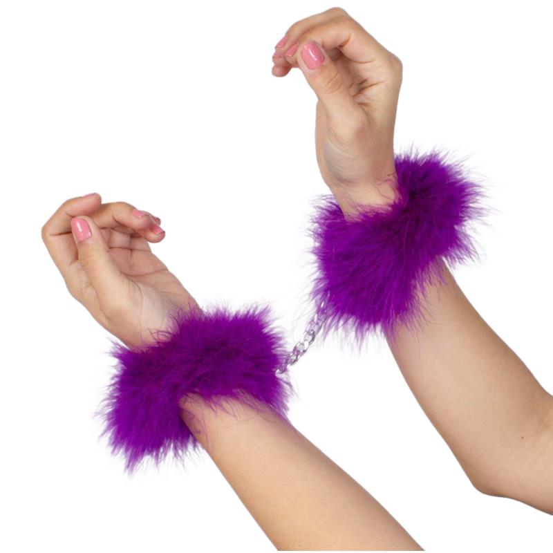 PURPLE MARABOU HANDCUFFS