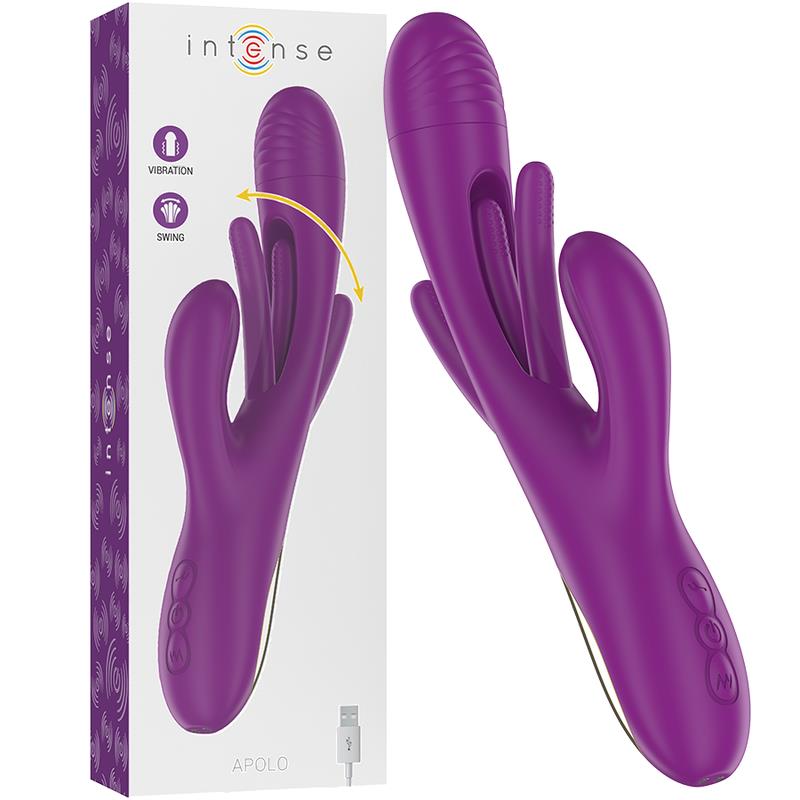 APOLO RECHARGEABLE MULTIFUNCTION VIBRATOR 7 VIBRATIONS WITH SWINGING MOTION PURPLE