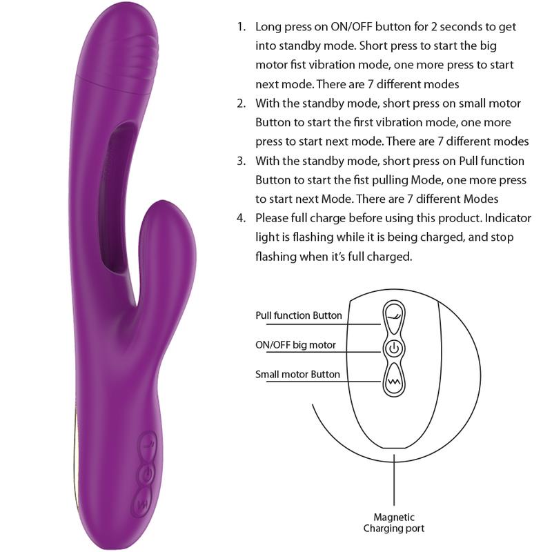 APOLO RECHARGEABLE MULTIFUNCTION VIBRATOR 7 VIBRATIONS WITH SWINGING MOTION PURPLE