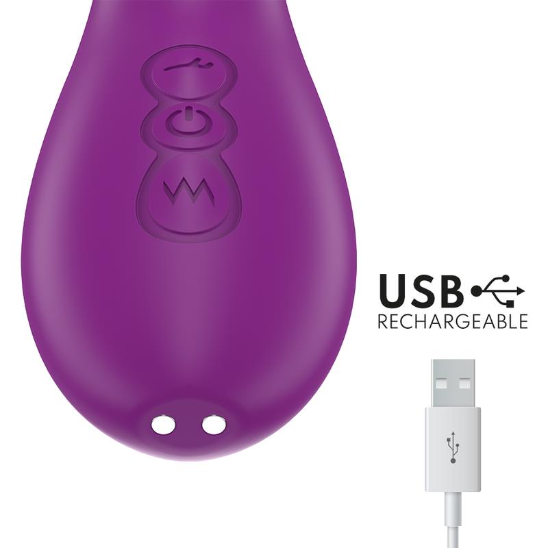APOLO RECHARGEABLE MULTIFUNCTION VIBRATOR 7 VIBRATIONS WITH SWINGING MOTION PURPLE