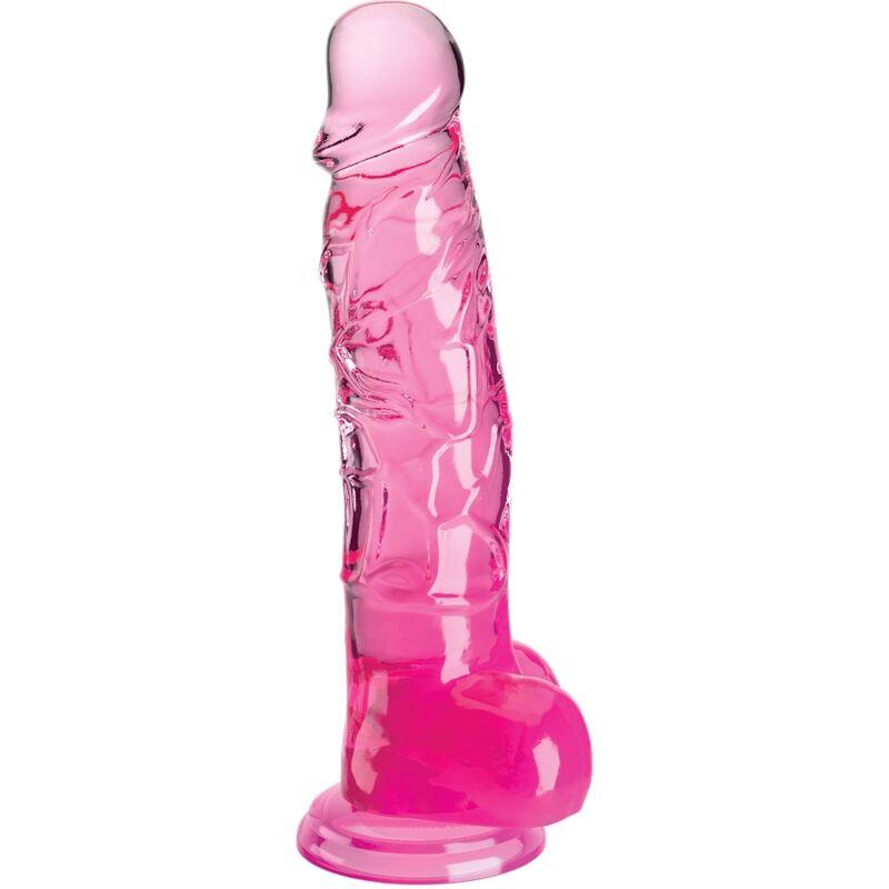 CLEAR REALISTIC PENIS WITH BALLS 16.5 CM PINK