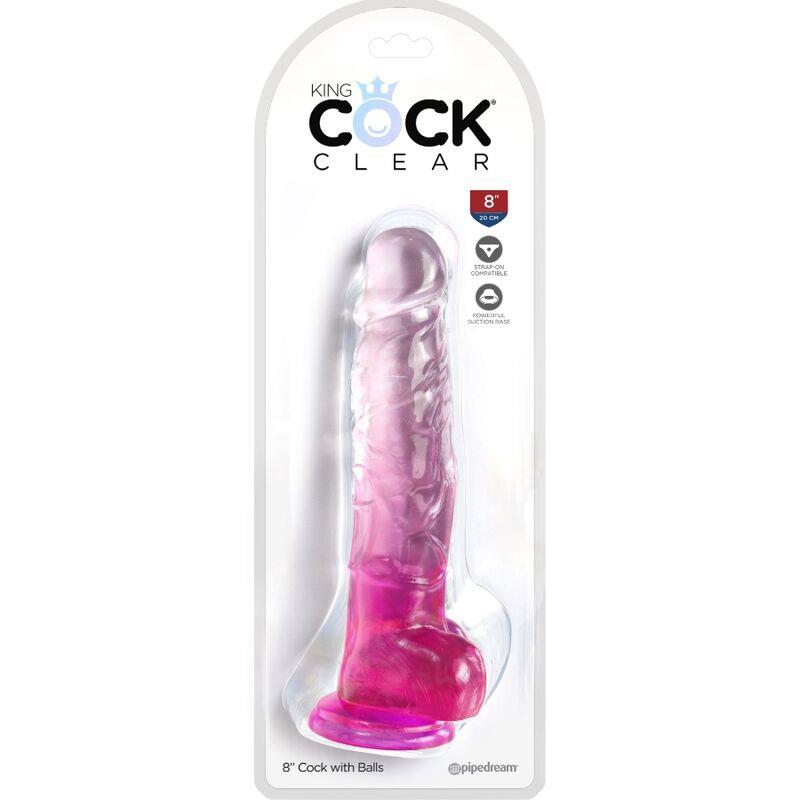 CLEAR REALISTIC PENIS WITH BALLS 16.5 CM PINK