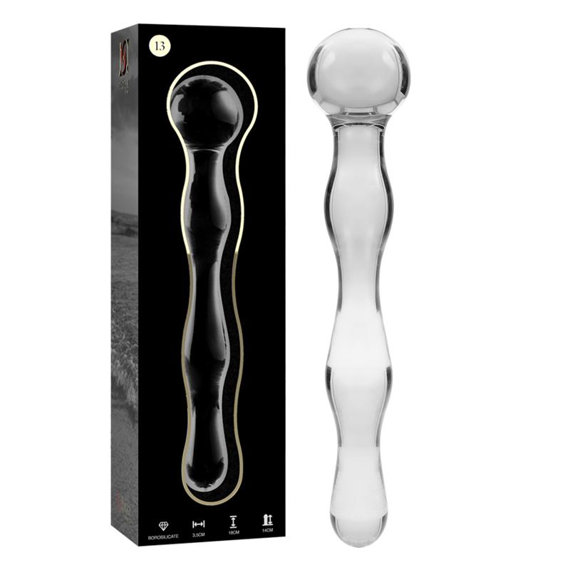 MODEL 13 DILDO BOROSILICATE GLASS CLEAR 18 CM -O- 3.5 CM