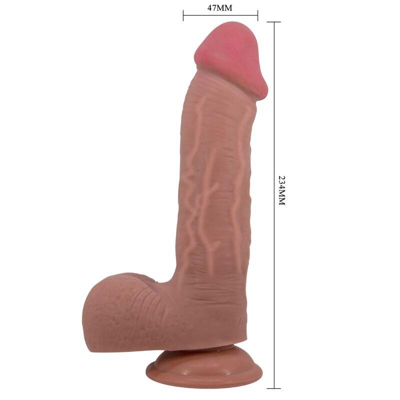 SLIDING SKIN SERIES REALISTIC DILDO WITH SLIDING SKIN SUCTION CUP BROWN 23.4 CM