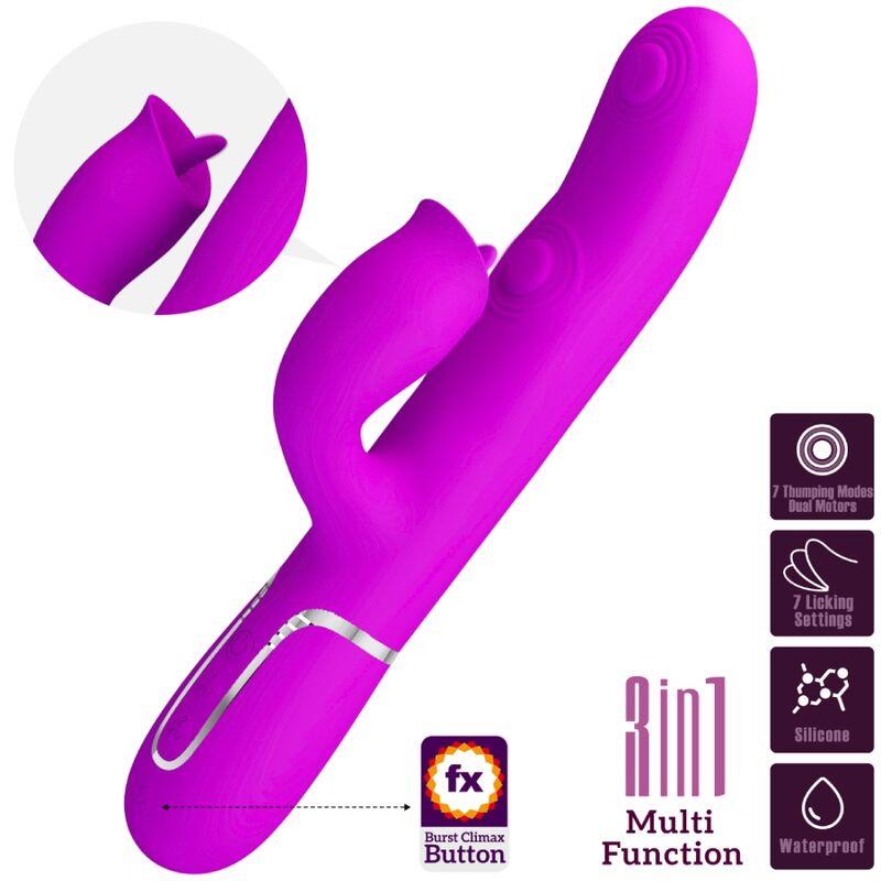 RABBIT VIBRATOR WITH LICKING FUCHSIA