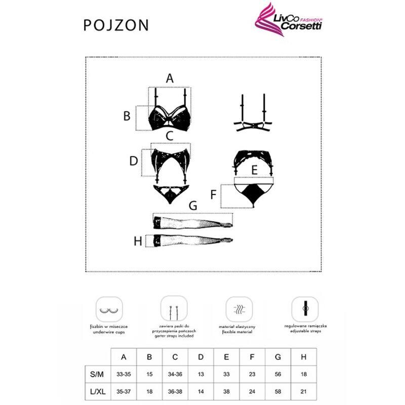 POJZON LC 90670 BRA + GARTER BELT + STOCKINGS + PANTY BLACK