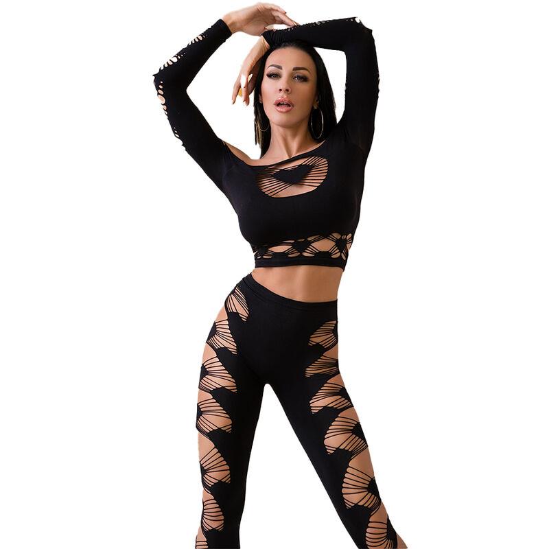 CR 4436 TOP & LEGGINS BLACK S/L