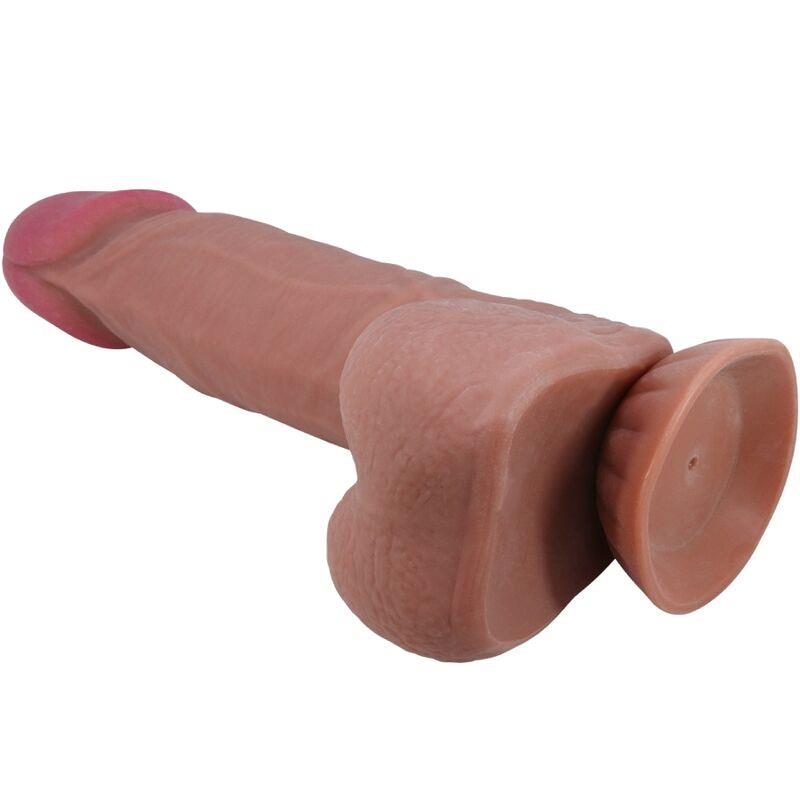 SERIJA SLIDING SKIN REALISTIČNI DILDO S CUPOM ZA USISAVANJE SMEĐE BOJE 20.6 CM