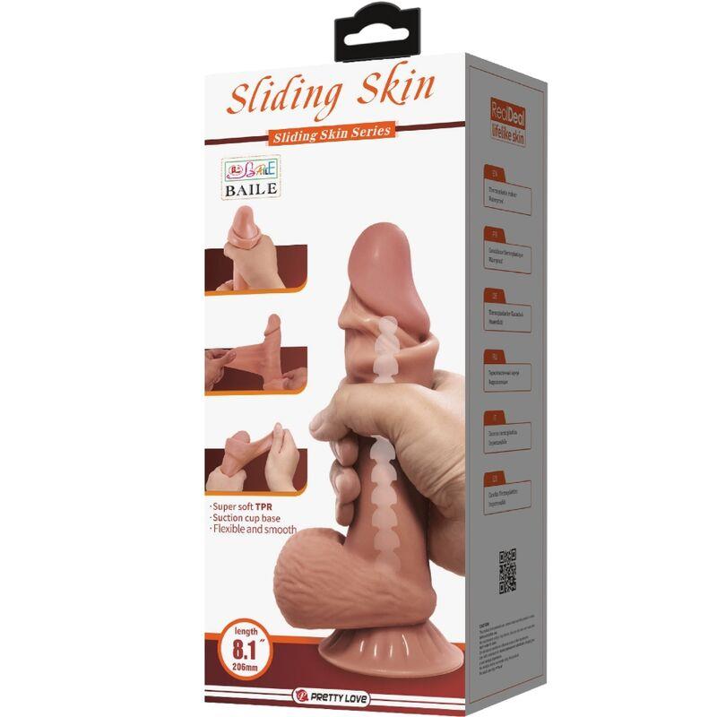 SLIDING SKIN SERIES REALISTIC DILDO WITH SLIDING BROWN SKIN SUCTION CUP 19.4 CM