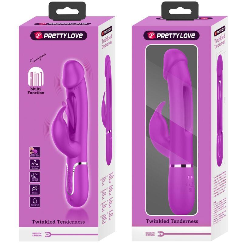 KAMPAS RABBIT 3 IN 1 MULTIFUNCTION VIBRATOR WITH TONGUE FUCHSIA