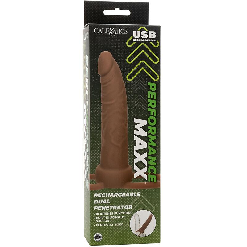 PERFORMANCE MAXX RECHARGABLE DUAL PENETRATOR BROWN SKIN