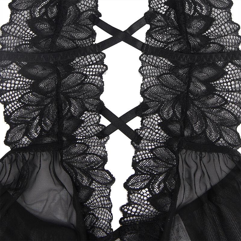 TEDDY HALTER NECK BARE BACK LACE BLACK S/M