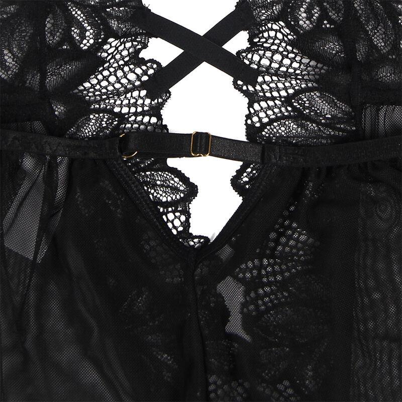 TEDDY HALTER NECK BARE BACK LACE BLACK S/M