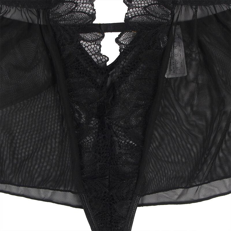 TEDDY HALTER NECK BARE BACK LACE BLACK S/M