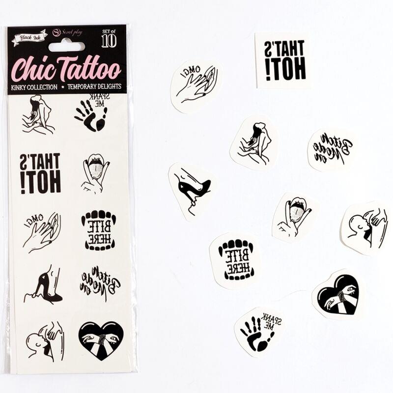 SET 10 TEMPORARY TATTOOS KINKY COLLECTION