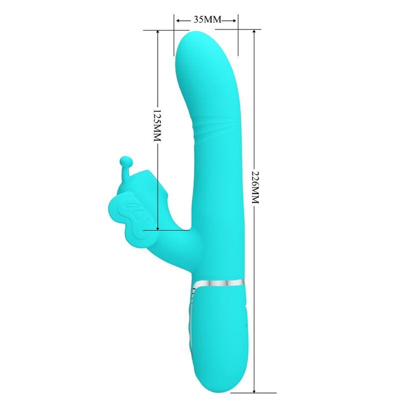 MULTIFUNCTION RABBIT VIBRATOR 4 IN 1 BUTTERFLY AQUA GREEN