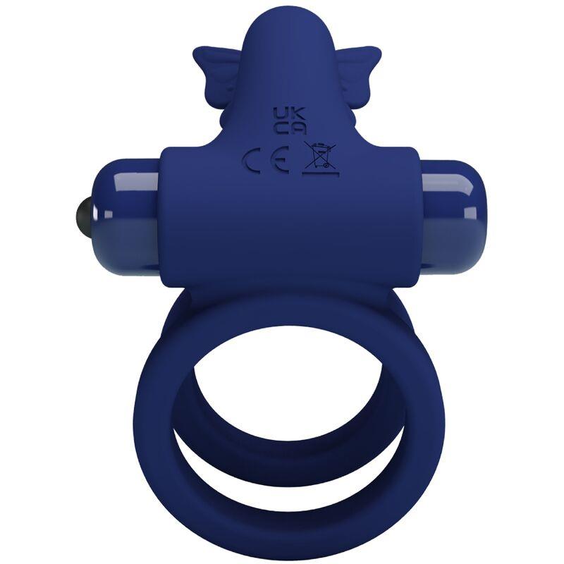JAMELE DOUBLE RING WITH VIBRATION & BUTTERFLY STIMULATOR BLUE