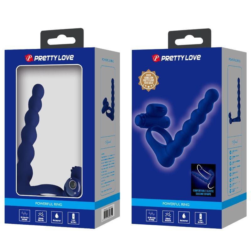 AJMAL VIBRATING RING WITH PLUG BLUE