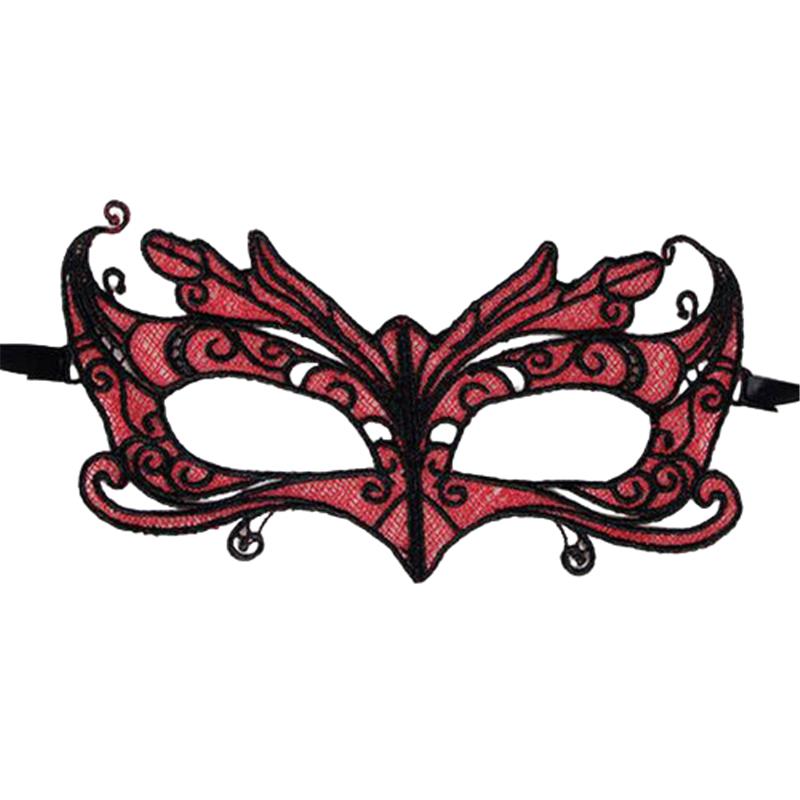 LACE MASK WITH RED DETAILS
