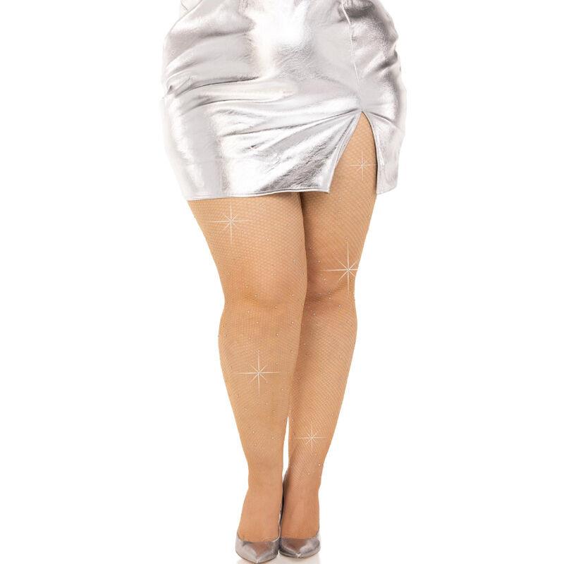 KRISTALIZIRANE MREŽASTE NOGAVICE ČRNE PLUS SIZE
