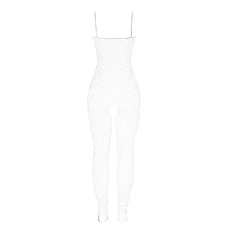951740 BODYSTOCKING WHITE FISHNET CROTCHLESS WITH BOWS ONE SIZE