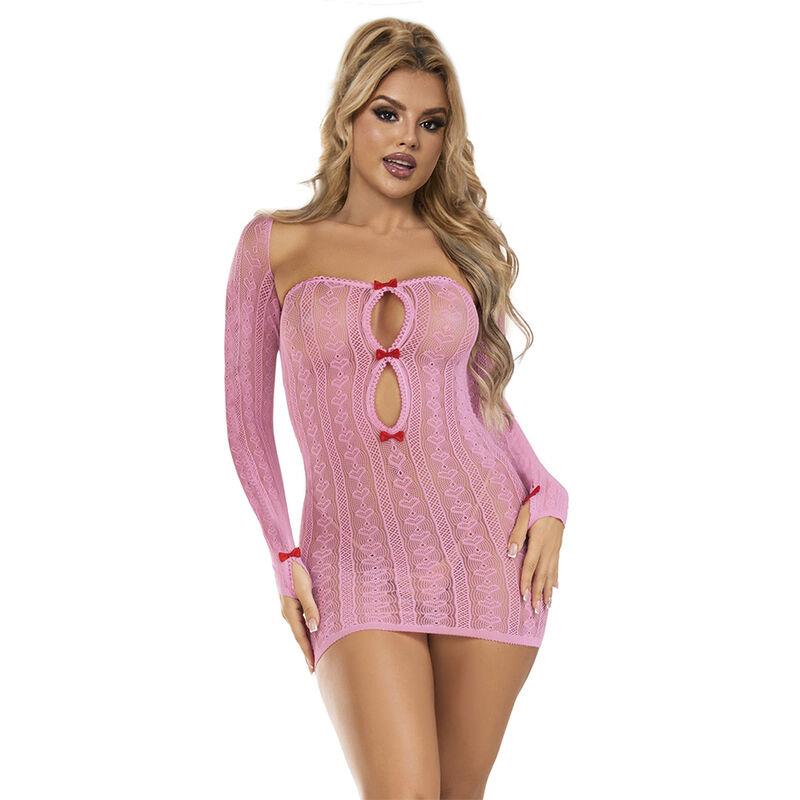 952471 PINK FISHNET DRESS ONE SIZE