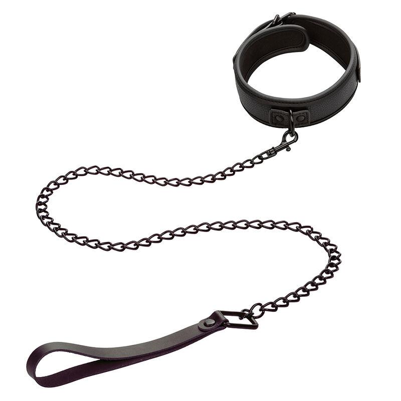 NOCTURNAL COLLAR & LEASH LEATHER ADJUSTABLE BLACK