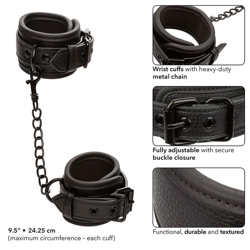 NOCTURNAL LEATHER WRIST CUFFS ADJUSTABLE BLACK
