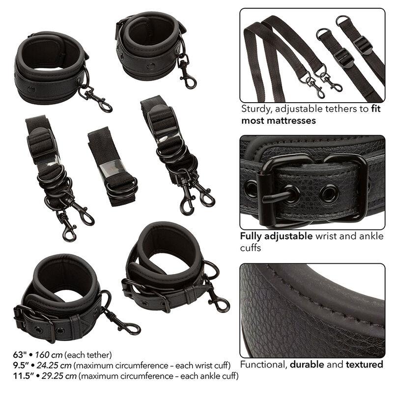 NOCTURNAL BED RESTRAINTS LEATHER ADJUSTABLE BLACK