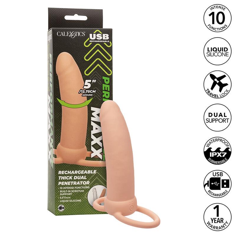 MAXX THICK DUAL PENETRATOR 10 VIBRATIONS FLESH