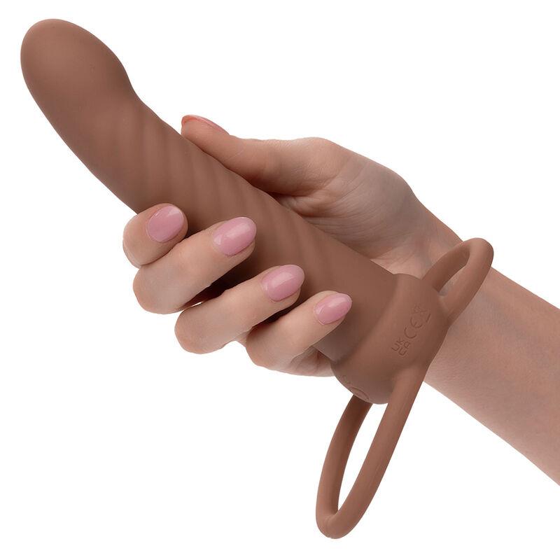 MAXX RIBBED DUAL PENETRATOR 10 VIBRATIONS BROWN
