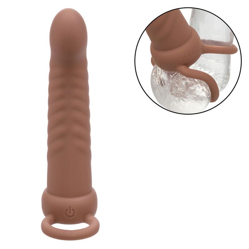 MAXX RIBBED DUAL PENETRATOR 10 VIBRATIONS BROWN