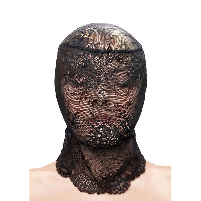 FETISH & FASHION ČIPKASTA KAPUCA ČRNA