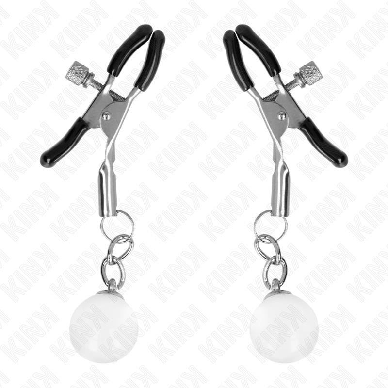 GLASS BEAD NIPPLE CLAMPS SILVER 6 CM