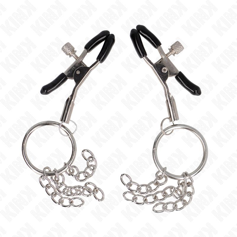 O RING NIPPLE CLAMP AND LITTLE CHAIN SILVER 6 CM