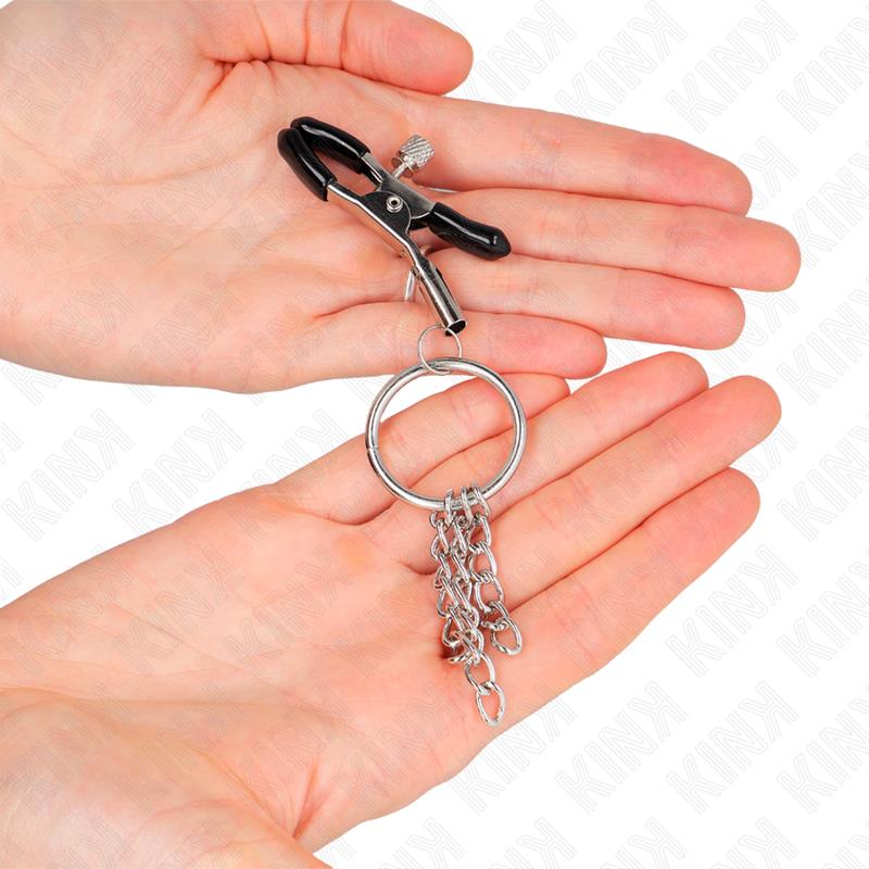 O RING NIPPLE CLAMP AND LITTLE CHAIN SILVER 6 CM