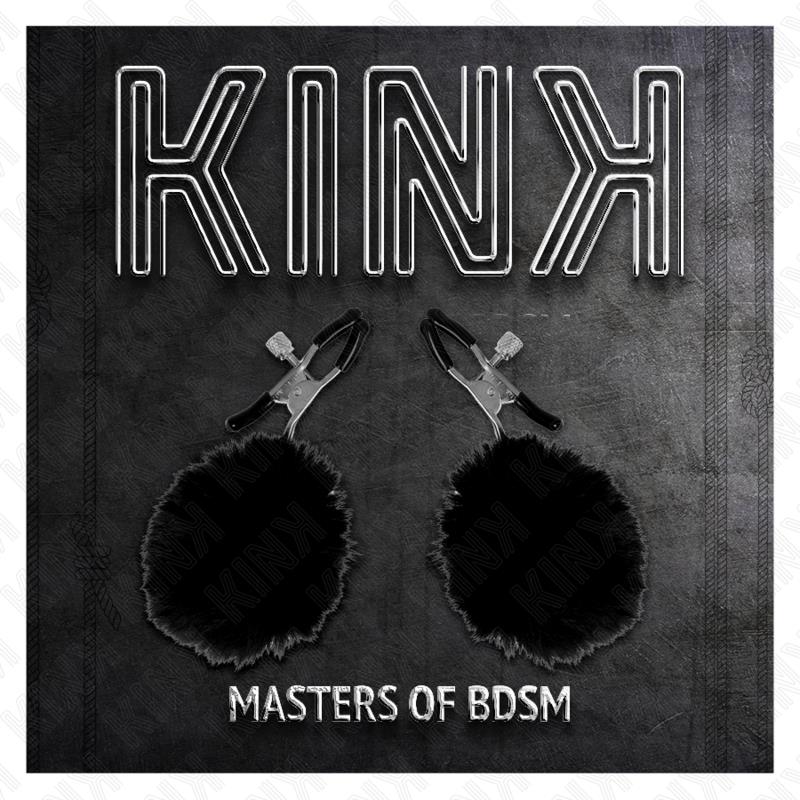 FAUX FUR BALL NIPPLE CLAMP BLACK 6 CM