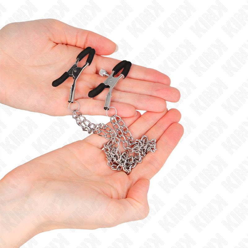 NIPPLE CLAMPS WITH 2 THICK CHAINS SILVER 20/23 CM