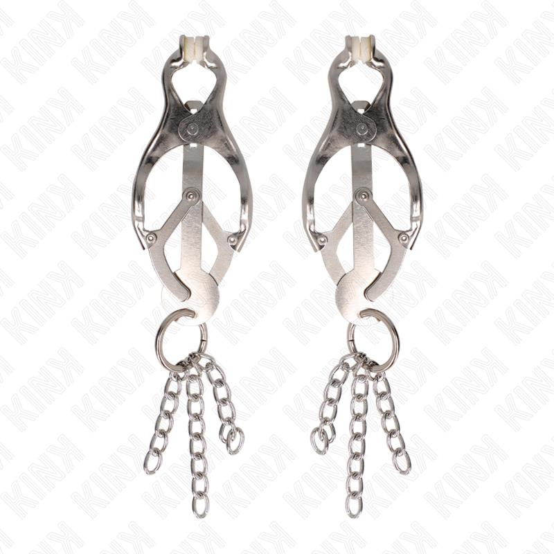 JAPANSKA DVOJNA STEZNA KLIJEŠTA ZA BRADAVICE S MALIM LANACIMA SREBRNA