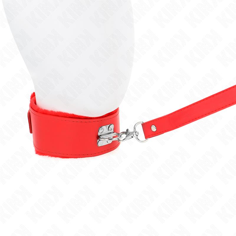 NECKLACE WITH LEASH 116 CM WITH SILVER STUDS MODEL 4 RED ADJUSTABLE 40-48 CM X 6 CM
