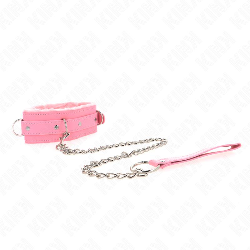 COLLAR WITH LEASH 65 CM WITH RESTRICTIONS PINK 36-42 CM X 5.5 CM