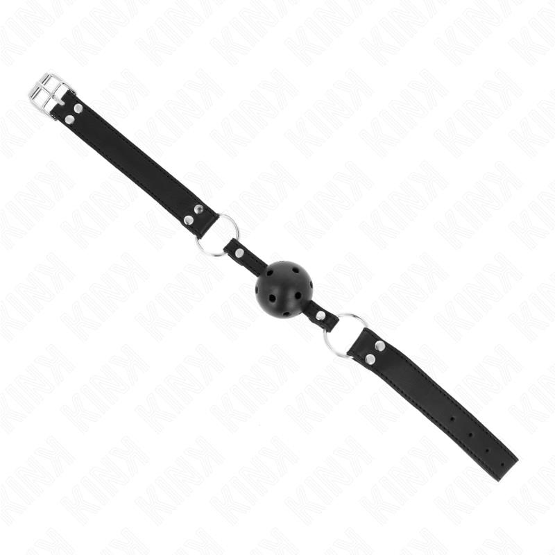 PROZRAČNI GAG S LOPTA 4 CM S DVOJIM RIVETOM MODEL 1 CRNI 62.5 x 2.5 CM PODESIVI 42-58 CM