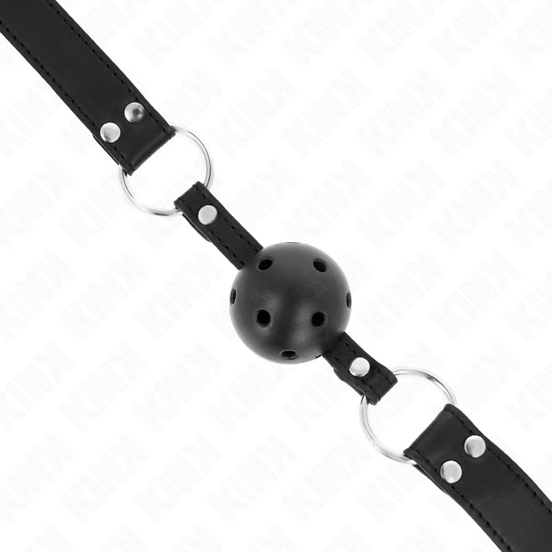 PROZRAČNI GAG S LOPTA 4 CM S DVOJIM RIVETOM MODEL 1 CRNI 62.5 x 2.5 CM PODESIVI 42-58 CM