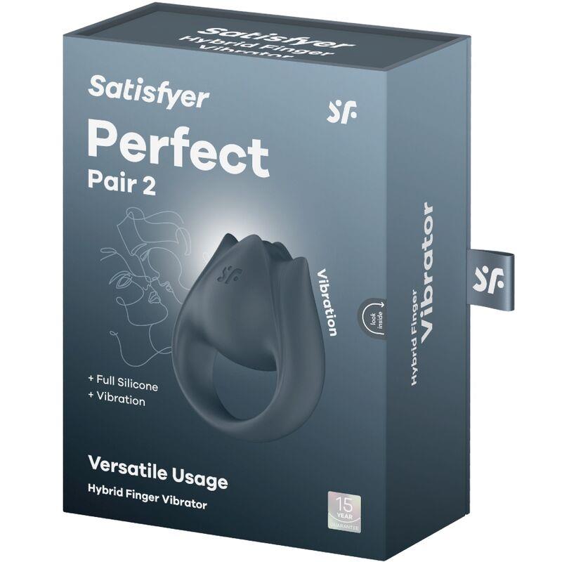 PERFECT PAIR 2 MULTIVIBRATOR 2 IN 1 PENIS RING AND FINGER STIMULATOR GREY