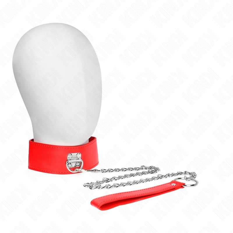 NECKLACE WITH BELT 65 CM WITH WIDE RED STRAP ADJUSTABLE 33.5-41 CM X 5 CM