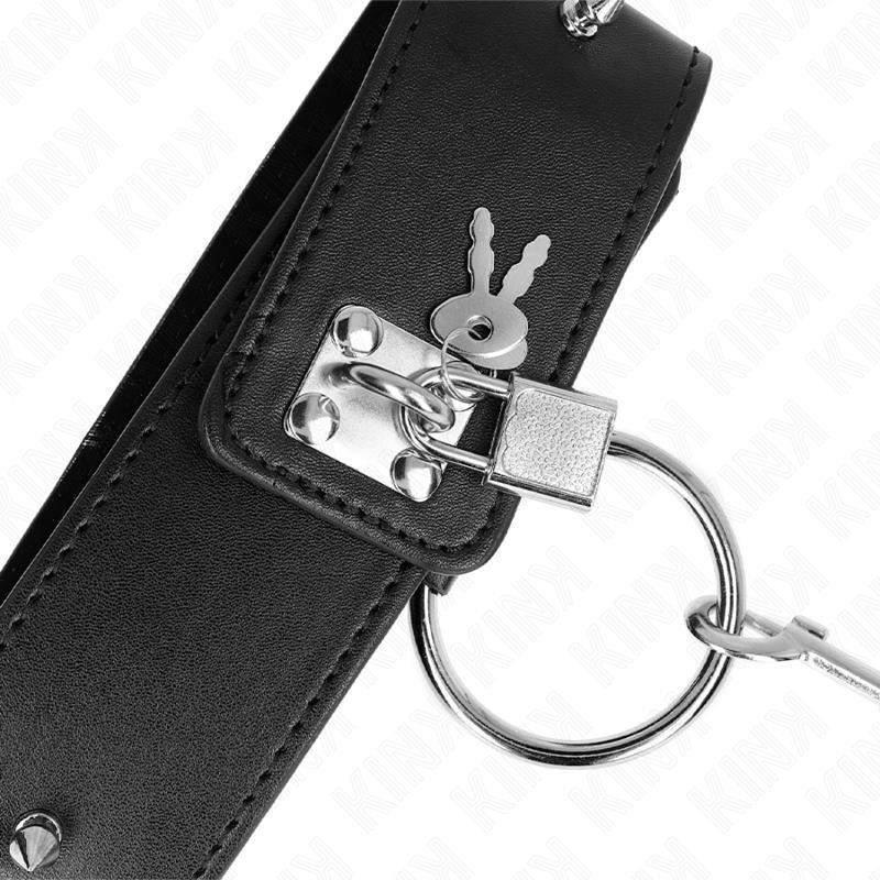 NECKLACE 65 CM WITH LEASH WITH SILVER STUDS MODEL 2 ADJUSTABLE 36-43 CM X 5 CM