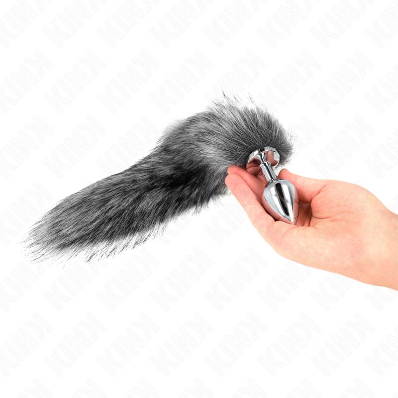 ANAL PLUG SIZE M 8 X 3.5 CM WITH SYNTHETIC TAIL 40 CM GREY