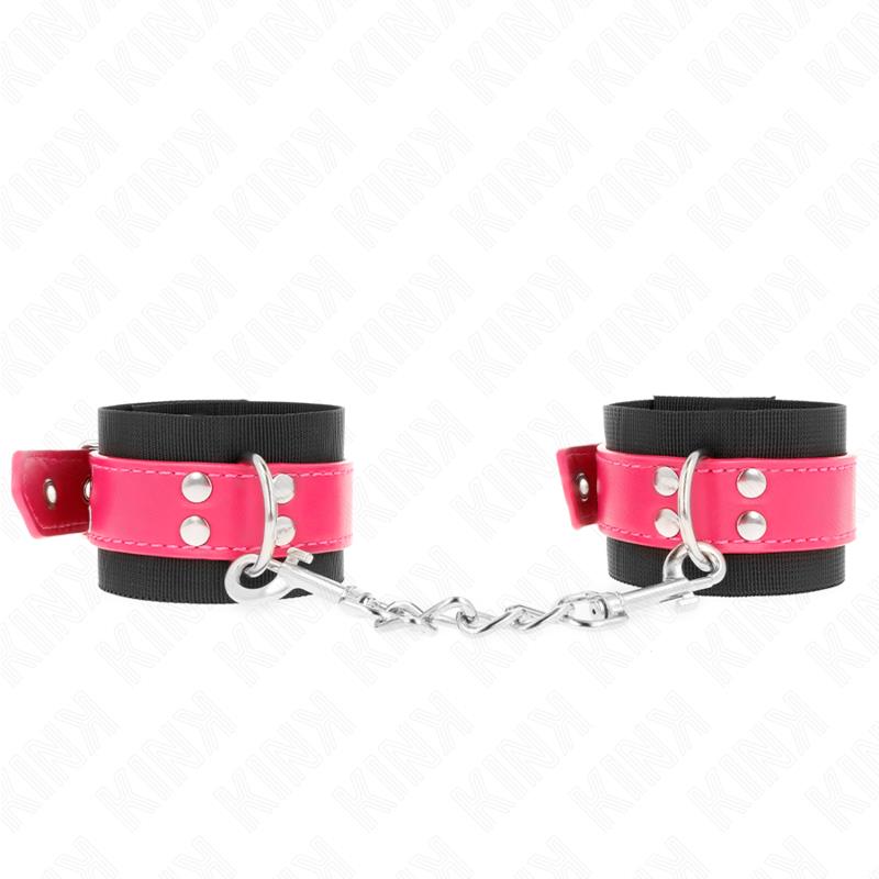 NYLON RUČNE MANŽETNE CRNE S LAKOM RUČNOM TRAKOM MALINASTO ROZE PODESIVE 19-29 CM X 5.1 CM