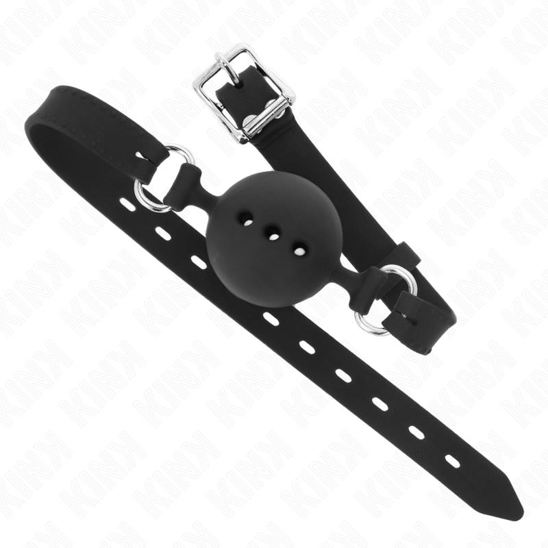 POLN SILIKONSKI GAG 55 x 2 CM Z 4.5 CM ŽOGO M ČRNA PRILAGODLJIVA 35-51 CM