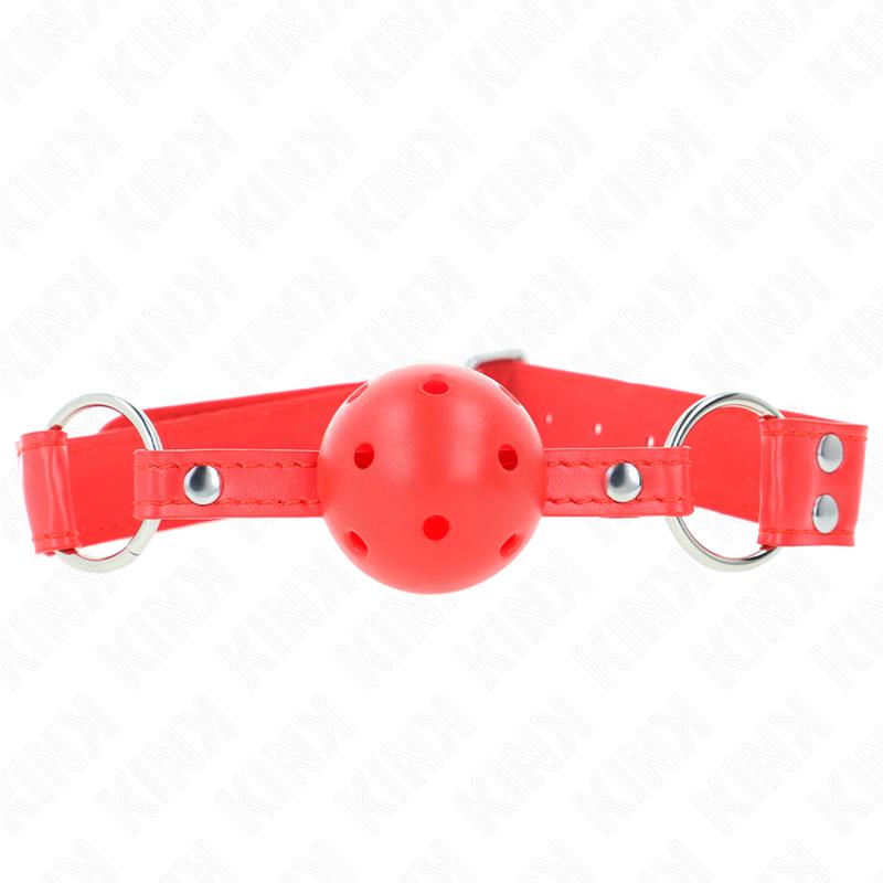 COMPLETE RED HOLLOW HARD BALL GAG 62 x 2 CM